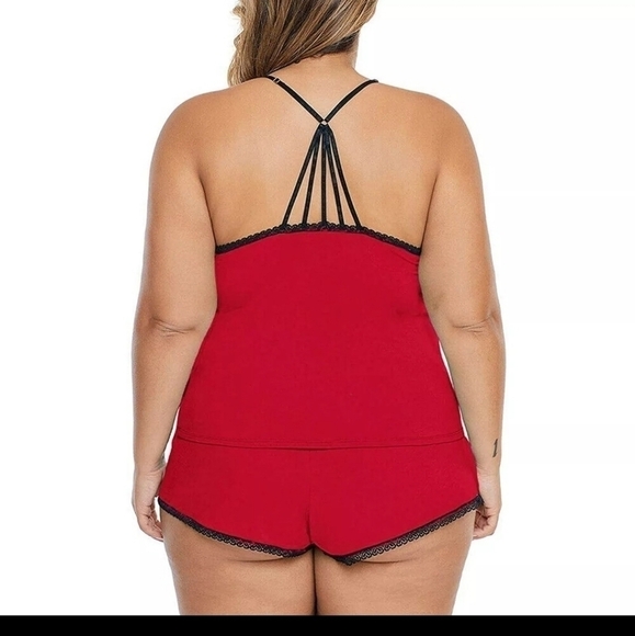 TWO-PIECE Lace Trim Lingerie Shorts and Camisole Set Pajamas - Picture 4 of 5